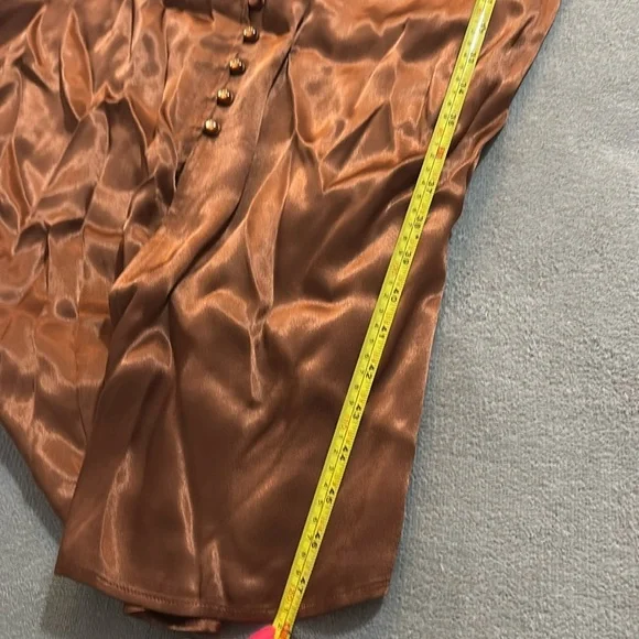 Marc & Spenser collection midaxi satin button down dress in bronse. - Picture 7 of 11